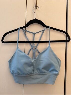 ALO Light Blue Strappy Bralette Crop Top
